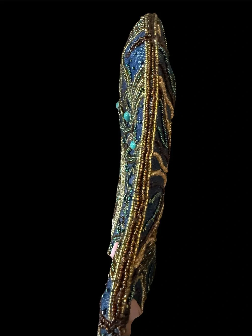 Vintage Beaded Evening Bag Blue Jeweled Frame Purse Art Deco Boho Statement Hbag - Picture 6 of 7